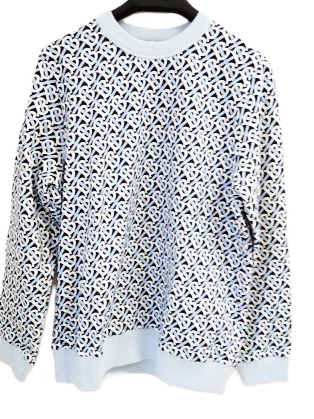 Burberry White & Navy Monogram Crewneck Sweatshirt